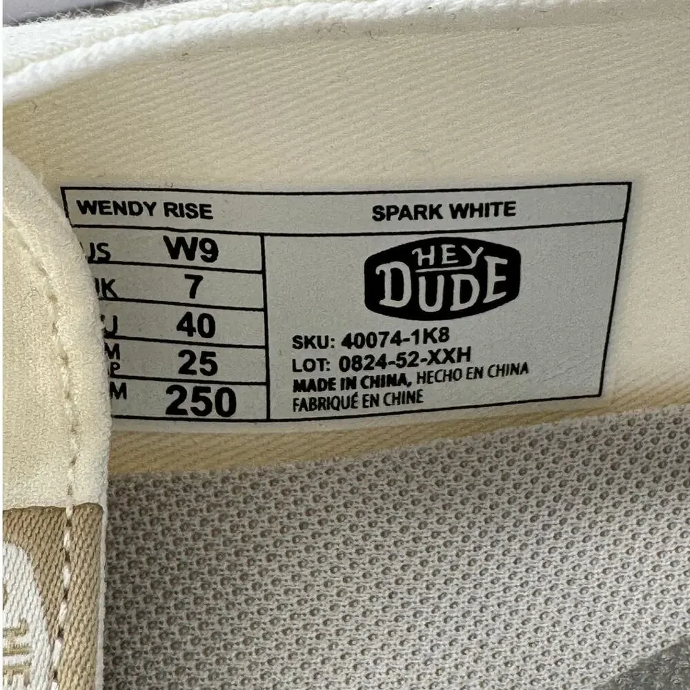 Hey Dude Wendy Rise Women's Shoes Spark White W9 Lightweight Casual Slip-On New - Picture 3 of 9
